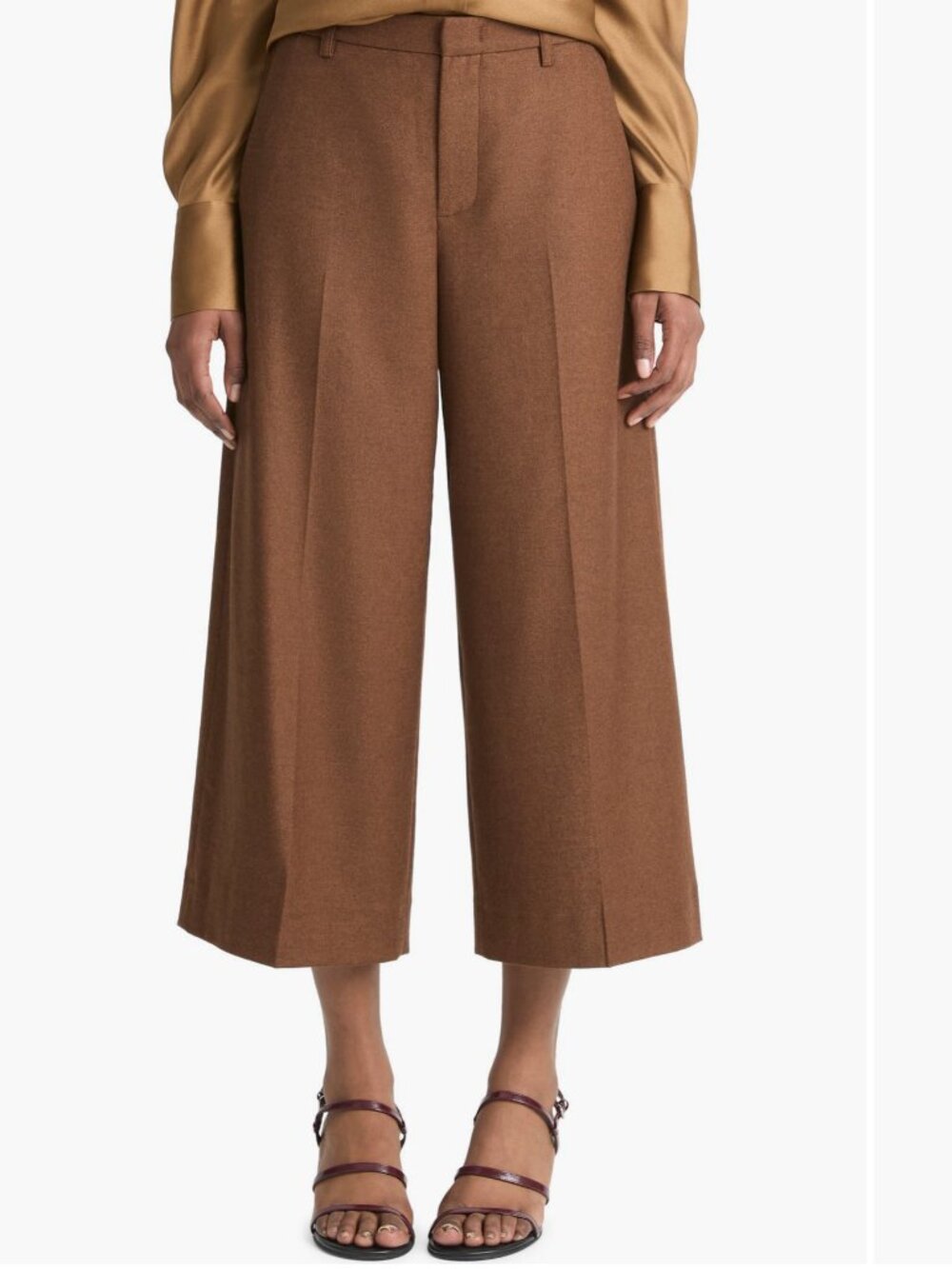 Vince Wool Culottes Brown Cropped Wide Leg Pants Trousers